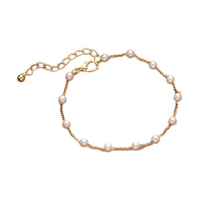 Stylish Crystal Pearl Flower Bracelet Party Accessories Charm Chain Jewellery - Aimall