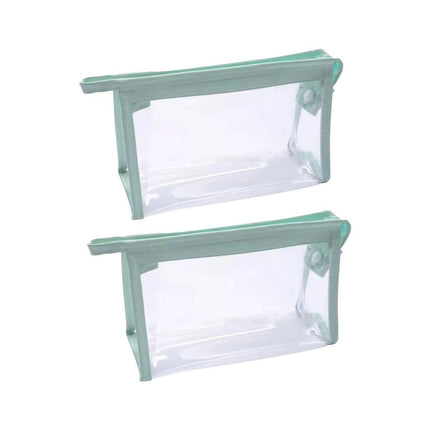 2PCS Transparent Zipper Pencil Case Cosmetic Pouch Pen Storage Bag for Girls