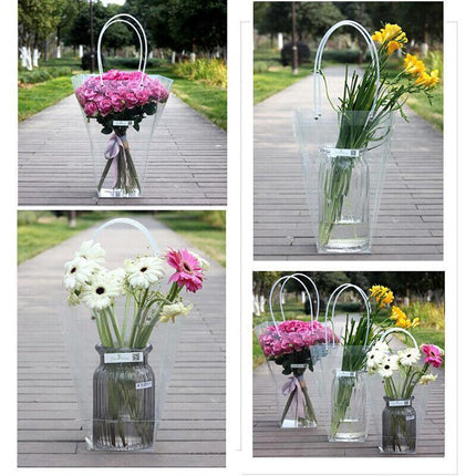 Transparent Tote Handbag Flower Bouquet Packaging Bag Valentine's Day Gift Bag - Aimall
