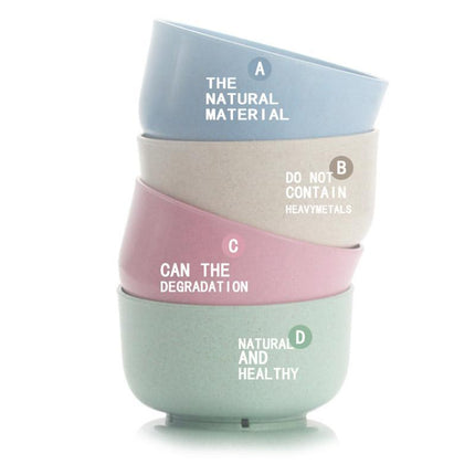 4pcs Healthy Wheat Straw Bowls Rice Bowls Soup Bowls Dining Bowls