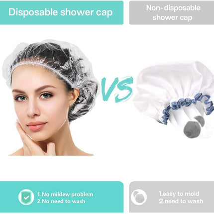 50pcs Transparent Shower Caps Individually Wrapped for Hotel Guesthouse Supplies