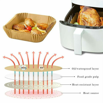 50-200PCS Disposable Square Air Fryer Paper Liner Non-Stick Baking Paper White - Aimall