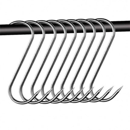 10PCS Steel S Meat Hooks for Beef Pork Lamb Roast Duck BBQ Grill Oven Hanging