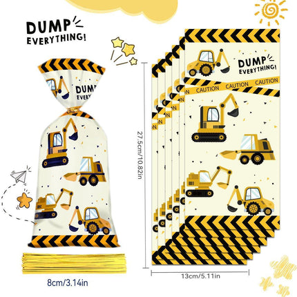 150pcs Construction Truck Candy Bags Excavator Snack Cookie Gift Packagin