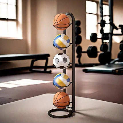 5 Tiers Basketball Storage Rack Football Sport Equipment Organizer Display Stand