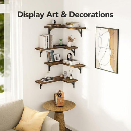 4pcs Wooden Wall Corner Shelf Storage Partition Hanging Organizer for Home Decor