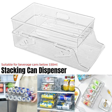 Double Tier Drinks Organiser Drawer Shelf Storage Rack Beverage Dispenser Holder