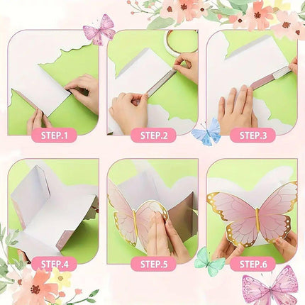 24pcs Tea Party Flower Decoration Snack Box 3D Butterfly Birthday Wedding Box