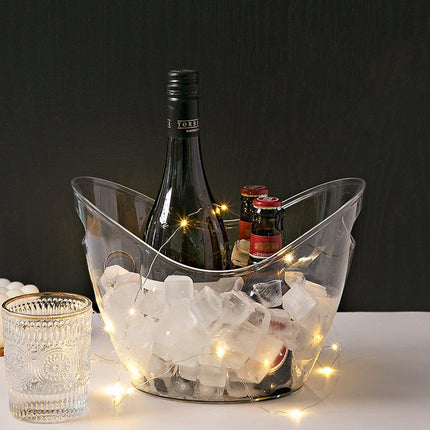 2PCS Transparent 3.5L Ice Bucket Large Capacity Wine Beer Cooler Picnic Basket