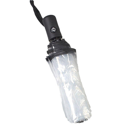 Transparent Folding Umbrella Compact Tri Fold Design Clear Rain Protection Cover