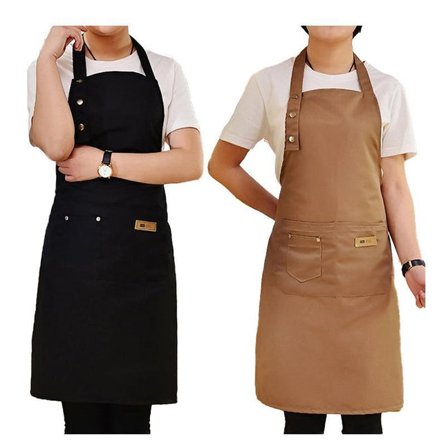 Unisex Canvas Apron Washable Butcher Waiter Chef Waterproof Kitchen Cooking Cafe - Aimall