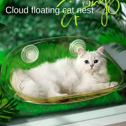 Cat Hammock Bed Glass Hanging Basket Clear Pet Nest Elevated Sleeping Bed