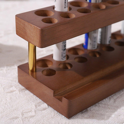 Wooden Desktop Organizer Knife Storage Rack Mobile Phone Stand Stationery Holder