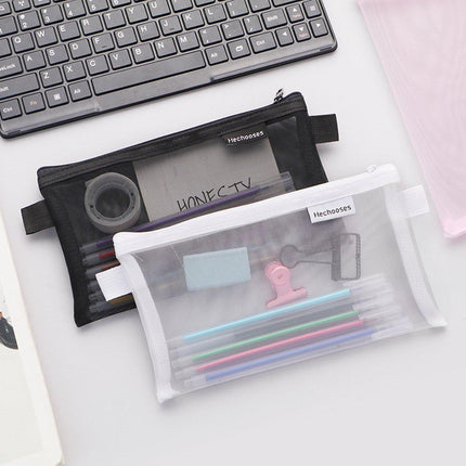 10PCS Clear Mesh Pencil Case Pen Cosmetic Makeup Storage Bag Organizer Pouch - Aimall