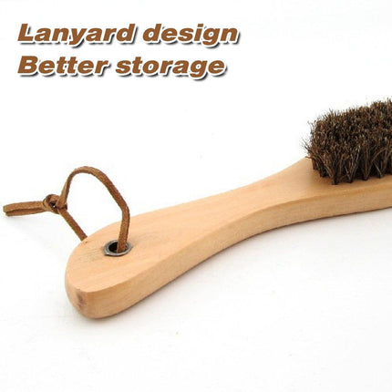 2PCS Wooden Handle Horsehair Clothes Brush Dust Remover Household Cleaning Brush