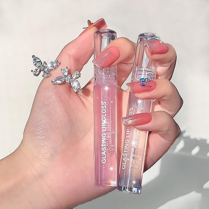 Jelly Glitter Lipstick Clear Lip Oil Moisturizing Lip Tinted Waterproof Lasting - Aimall