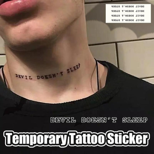 Devil Does Not Sleep English Tattoo Darkly Temporary Body Art Sticker Waterproof - Aimall