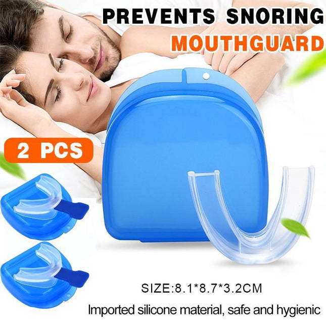2 Set Anti Snore Stop Snoring Sleep Apnea Mouthpiece Tray Stopper Mouthguard - Aimall