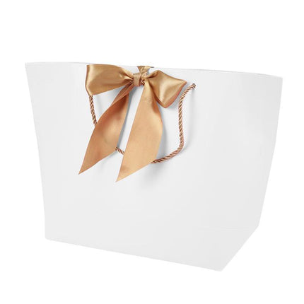 50 PCS Goodie Tote Bow Tie Shopping Paper Sacks Resuable Paper Clothing Bag 19*9*20cm - Aimall