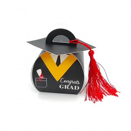 50 Pcs Graduation Cap Candy Box Striped Bachelor Doctor Party Gift Carton