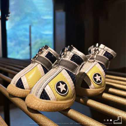 4PCS Breathable Soft Soled Dog Shoes for Small Dogs Four Seasons Pet Footwear