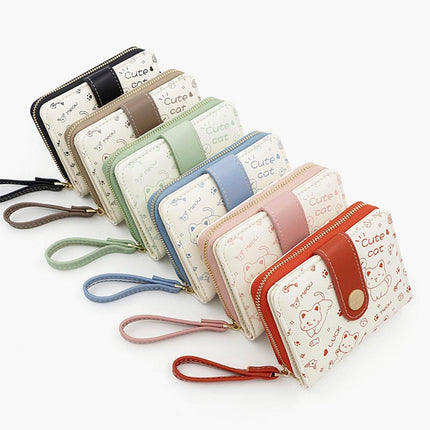 Cute Kitten Wallet Zipper Coin Purse for Girls Women Card Holder Student Style