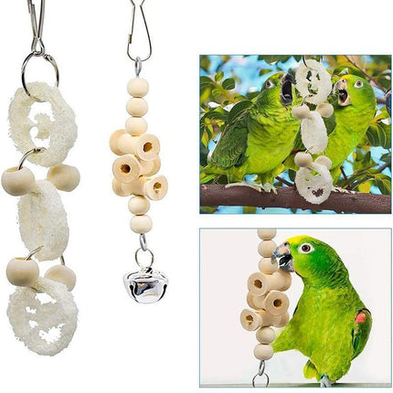 17PCS Bird Toys Parrot Swing Toys Chewing Hanging Bell Cockatiel Cage Toy Set - Aimall