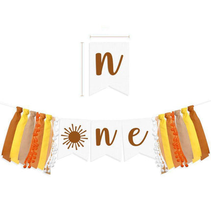Birthday Party Flag High Chair Decoration Sun Theme Baby Flag Cloth Flowers
