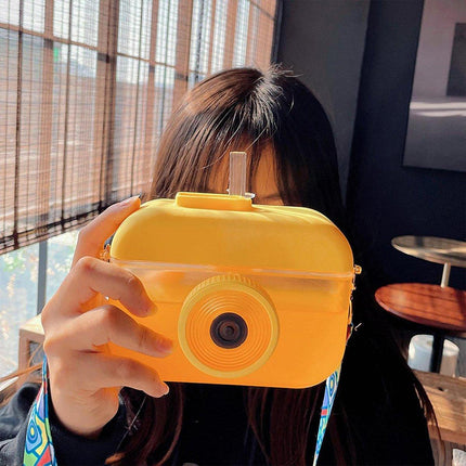 Plastic Camera Straw Mug Backpack Leak Proof Outdoor Travel Mug Hiking Camping