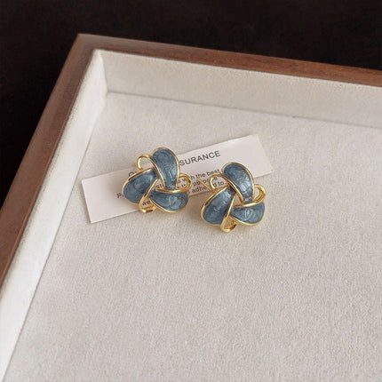 Retro Geometric Blue Drip Dangle Earrings Women Girls Vintage Boho Fashion