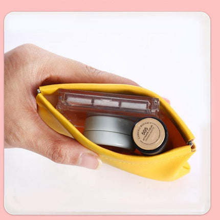 Pocket Cosmetic Bag Leather Storage Portable self-Closing Water-Resistant - Aimall