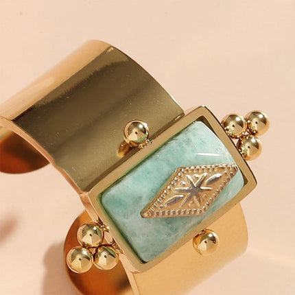 Female Titanium Steel Ring with Natural Stone Fashion Jewellery Women