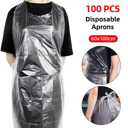 100pcs Disposable Transparent Apron Waterproof Anti Fouling for Kitchen Catering