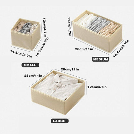 6Piece Set Foldable Non-woven Underwear Bra Socks Storage Box Drawer Organizer