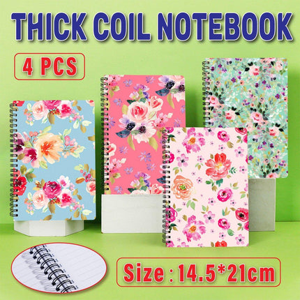 4pcs Loose Leaf Coil Thick Notebook Notepad Vintage Floral Journal Stationery