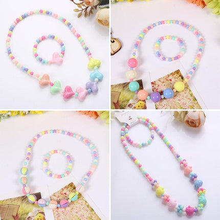 20pcs Candy Colour Bead Necklace and Bracelet Set for Dress-up and Party Accessories
