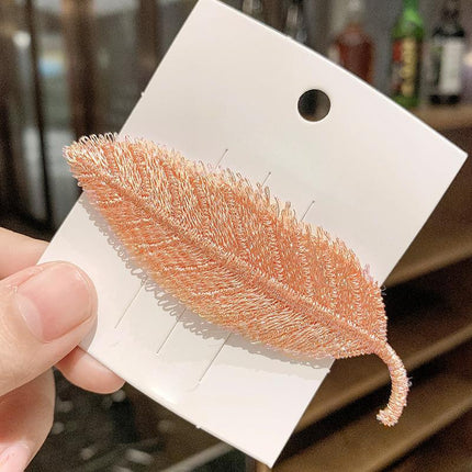 For Women Sweet Leaf Gradient Color Cute Hairpins Barrettes Side Clip Hair Clip - Aimall