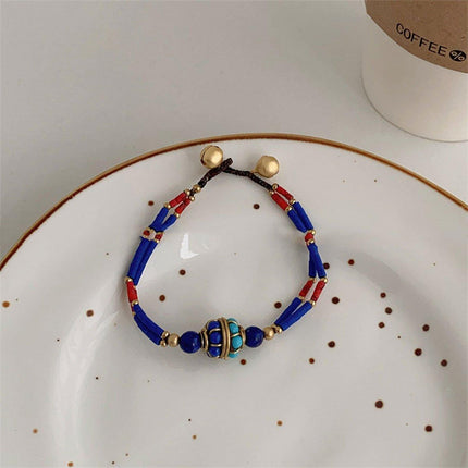 Ethnic Style Handmade Bracelet Color Stone Sky Bead Fashion Round Bead Bracelet