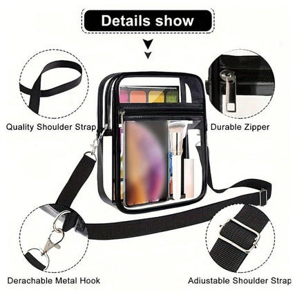 Transparent Crossbody Bag Clear Stylish Handbag for Men and Women Daily Use