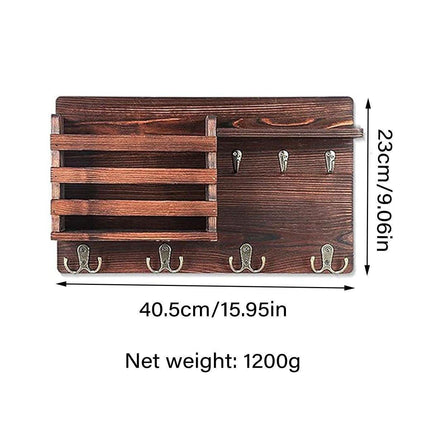 Wooden Wall Mounted Hanging Rack Holder Storage Shelf for Living Room Entrance