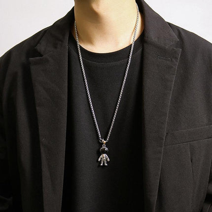 Hip Hop Titanium Steel Astronaut Pendant Necklace Men Women Child Gift - Aimall