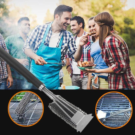 Grill Brush and Scraper 18 Inch Stainless Steel Barbecue Cleaning Brush Wire Bri - Aimall