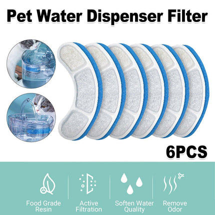 6PCS Cat Water Fountain Activated Carbon Replacement Filter for Pet Dog Drinking