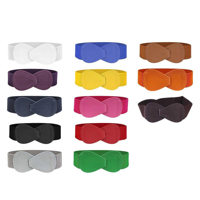 Fashion Belt Red Elastic Waist Cover Wide Belt Women Black Elastic Bow Decoration