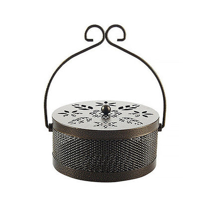 Fireproof Wrought Iron Mosquito Coil Holder with Cover for Indoor Outdoor Use
