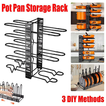 Adjustable Multi Layer Pot Lid Rack Vertical Storage Organizer Countertop Holder