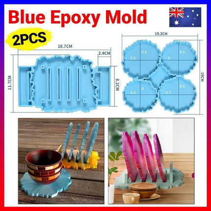 2x Coaster Stand Epoxy Resin Mold Cup Mat Holder Silicone Mould DIY Crafts Tool - Aimall