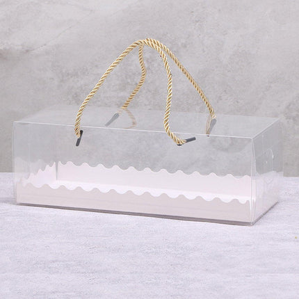 25pcs Rectangular Transparent Cake Roll Packing Box Portable Swiss Pastry Box