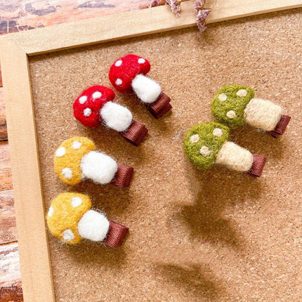 Autumn Winter Mushroom Felt Hair Clip Soft Wool Cute Style Hair Accessories