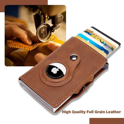 For Airtag Wallet PU Leather Credit Card Money Holder AirTag Case Air Tag Cover - Aimall